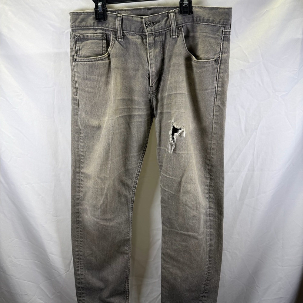 Levis 508 Jeans Mens 32X30 Gray Tapered Dark Wash Stretch Workwear Distressed